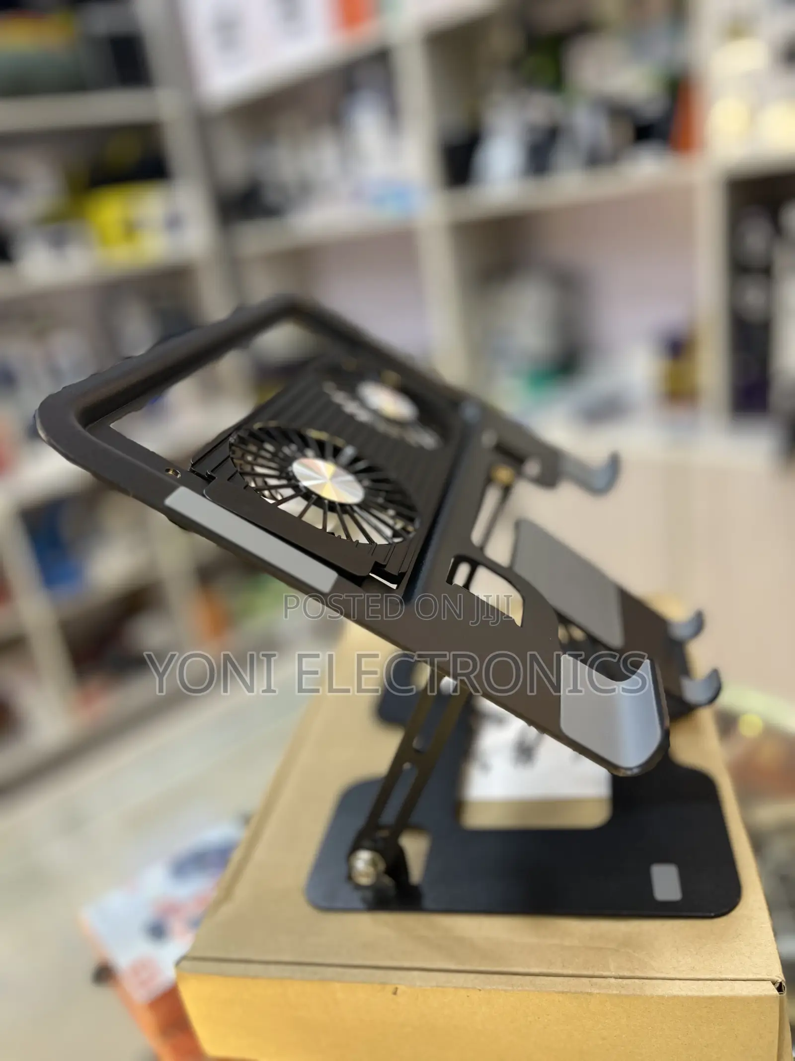 Adjustable Laptop Cooling Stand With Dual Fans and Built Inphone Mount