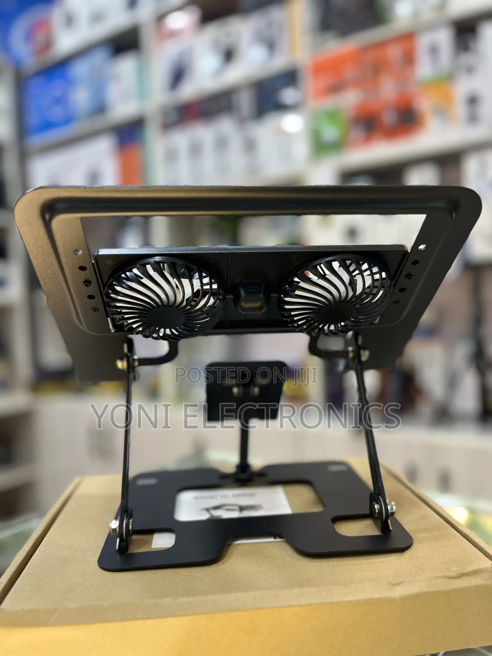 Adjustable Laptop Cooling Stand With Dual Fans and Built Inphone Mount
