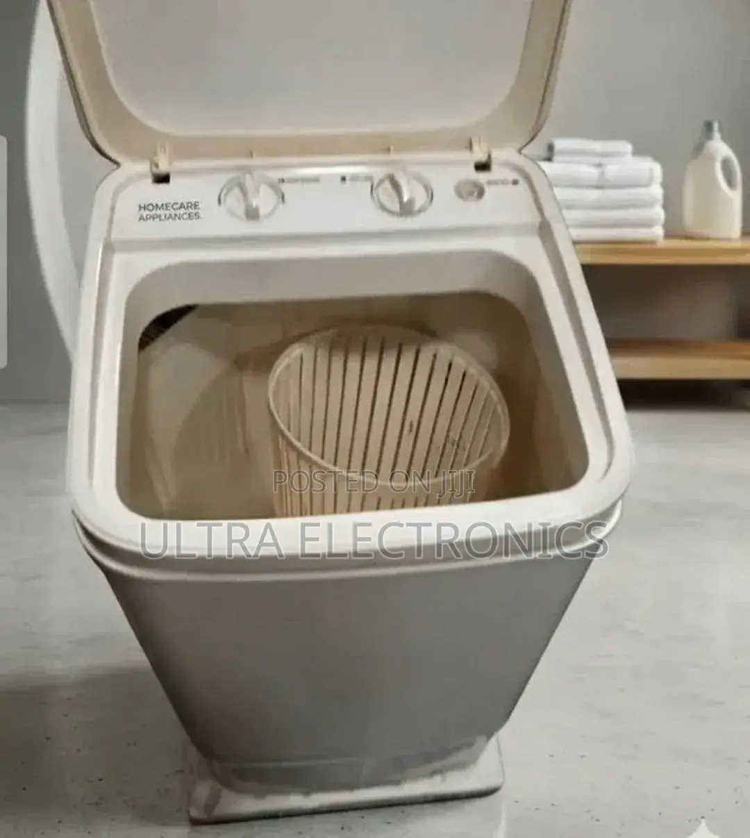 Washing Machine 8.Kg Portable, Single-Tub Features a White Body