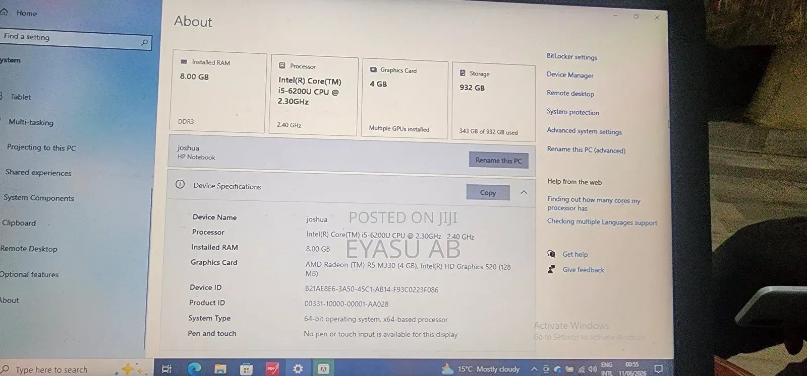 Laptop HP Stream Notebook 8GB Intel Core i5 HDD 1T