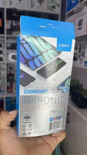 T-Max 20000mah Power Bank | 22.5w Fast Charge | Type-C iPhone Cables
