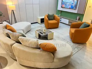Sumi Circle Sofa With Pair of Armchair | ከ MDF የተሰራ