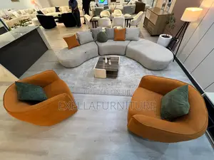 Sumi Circle Sofa With Pair of Armchair | ከ MDF የተሰራ