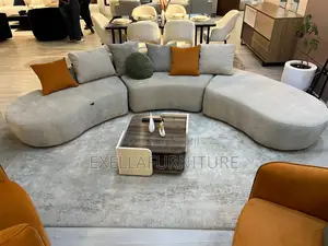 Sumi Circle Sofa With Pair of Armchair | ከ MDF የተሰራ