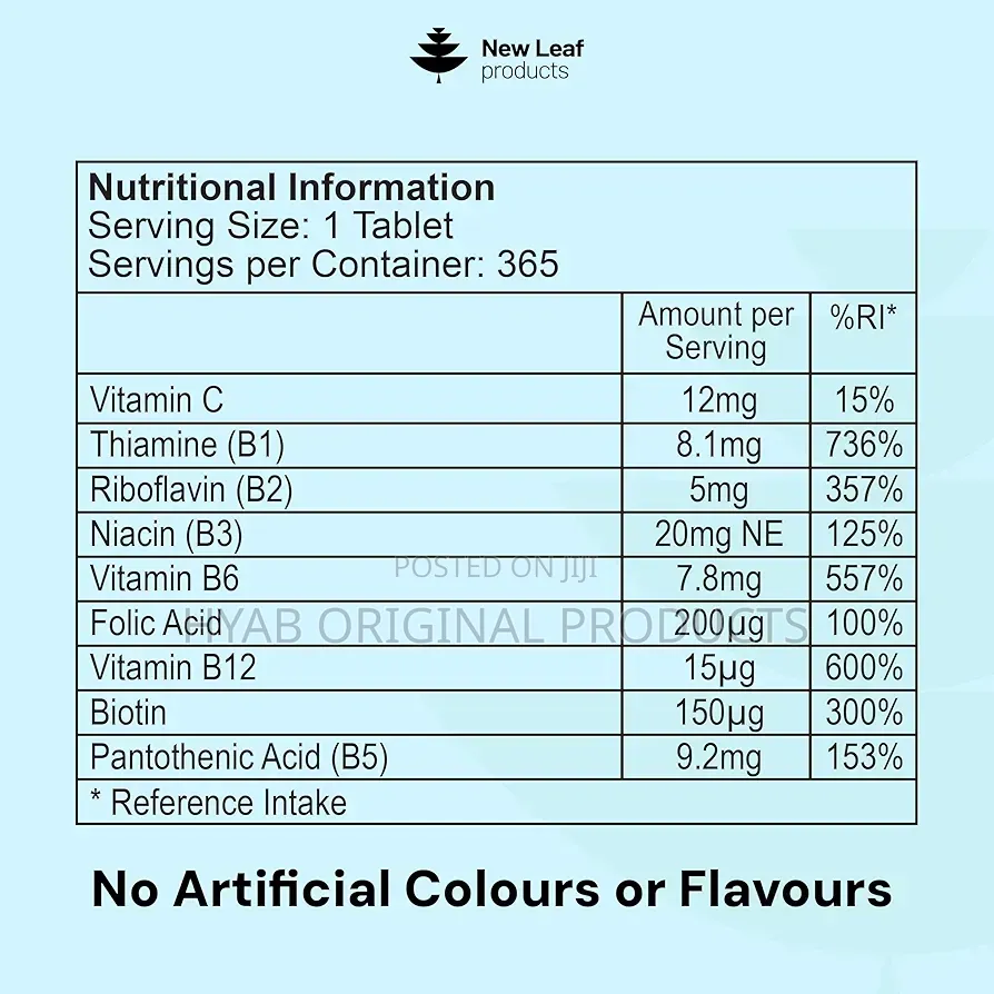 Vitamin B Complex - 365 Small Tablet - All 8 Vitamin B1-B2-B3-B5-B6-B1