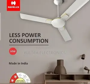 Havels Enticer Es Ceiling Fan in Pearl White and Gold, Featuring