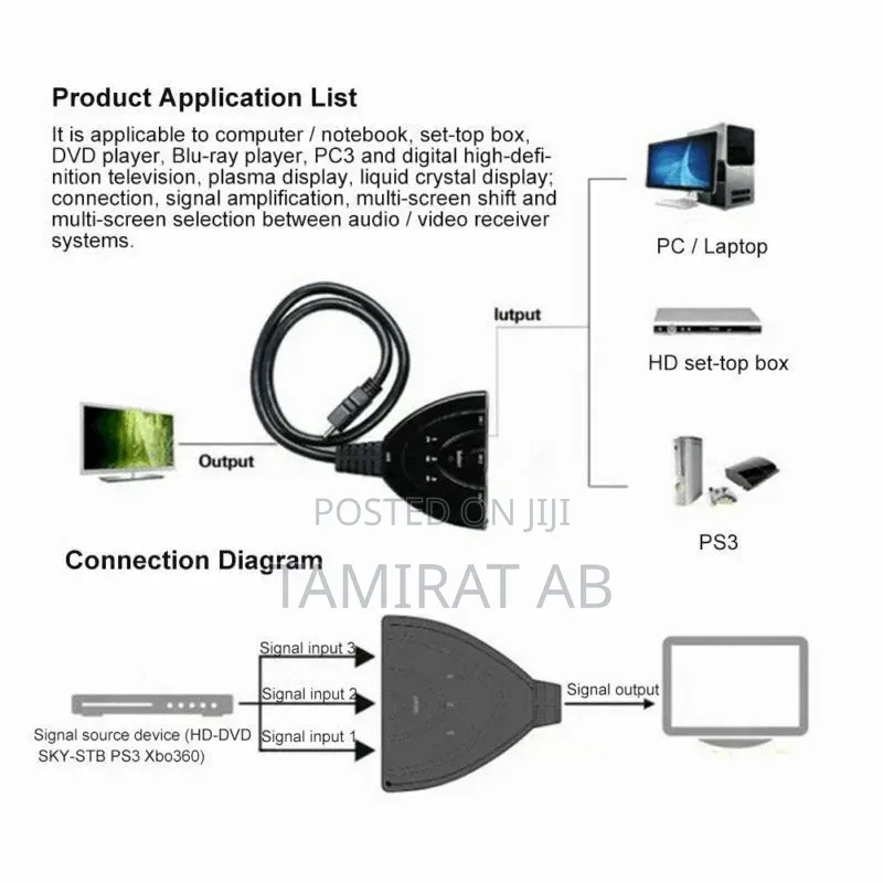 3 in 1 Out Multi Hdmi Switcher Hub Box Splitter