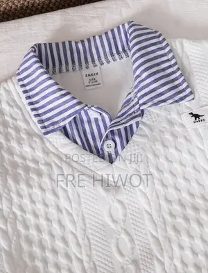 2pcs/Set Baby Boys,Long Sleeve Blue White Stripe Shirt,Knit Vest