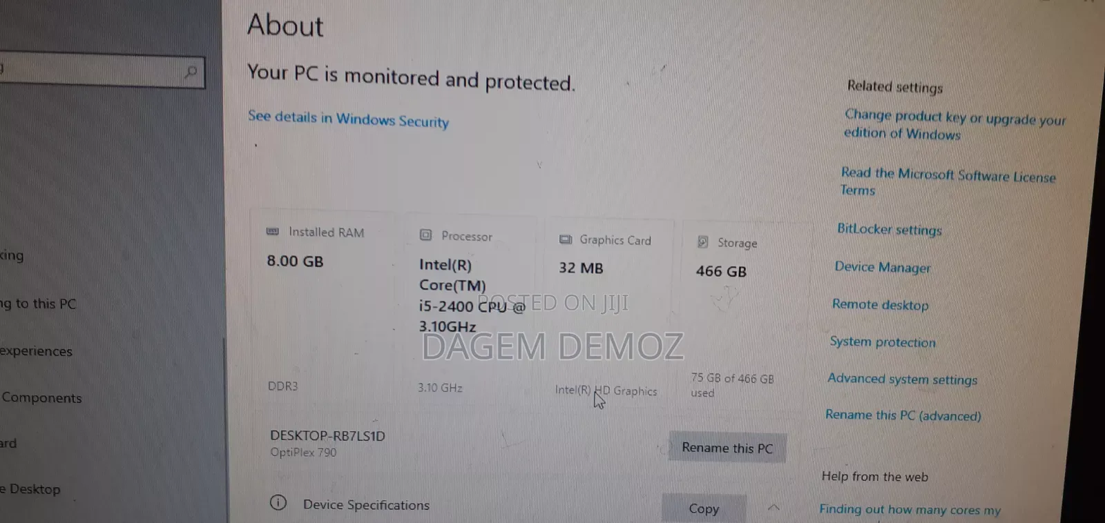 Desktop Computer Dell OptiPlex 790 8GB Intel Core i5 HDD 500GB