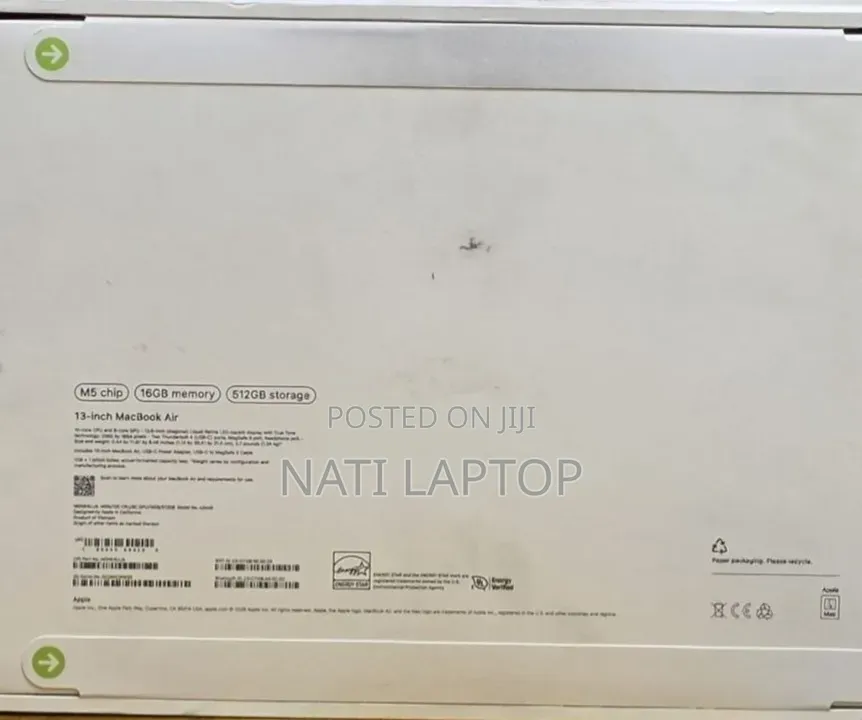 New Laptop Apple MacBook Air 2026 M5 16GB Apple M5 SSD 512GB