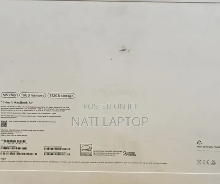 New Laptop Apple MacBook Air 2026 M5 16GB Apple M5 SSD 512GB