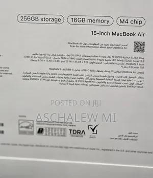 New Laptop Apple MacBook Air 2025 M4 16GB Apple M4 SSD 256GB