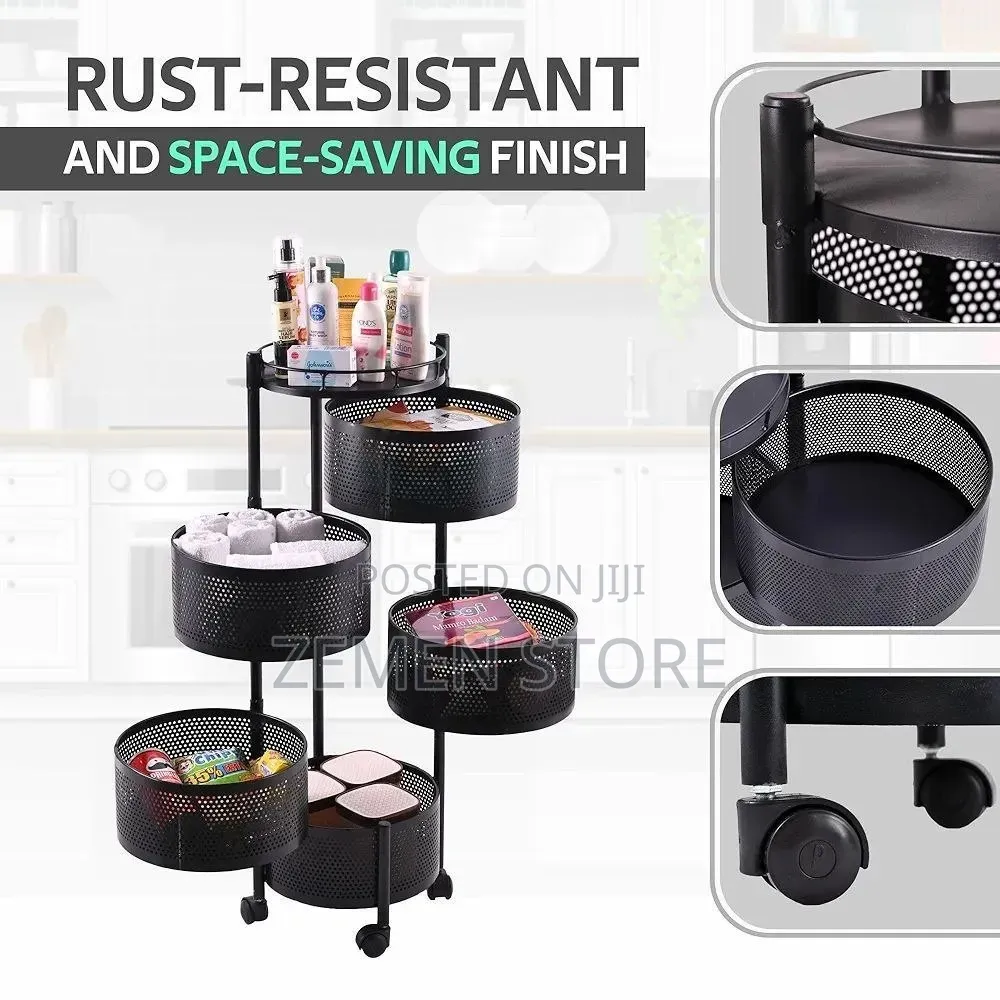 5-tier Rotating Storage Rack Multi-layer Kitchen Organizer Basket