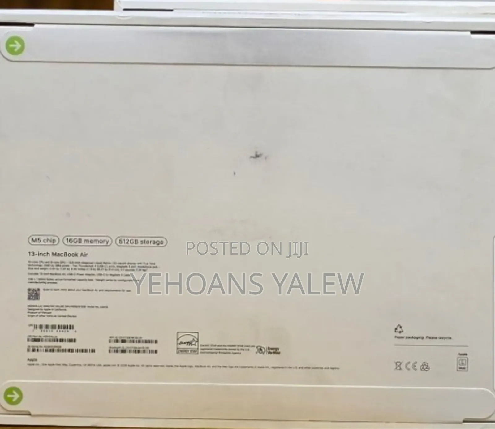 New Laptop Apple MacBook Air 2026 M5 16GB Apple M5 SSD 512GB