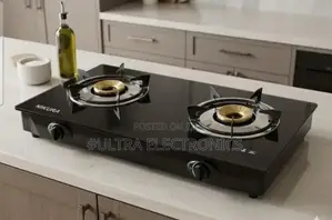 Nikai Tempered Glass Top Gas Stove Features Two Burners