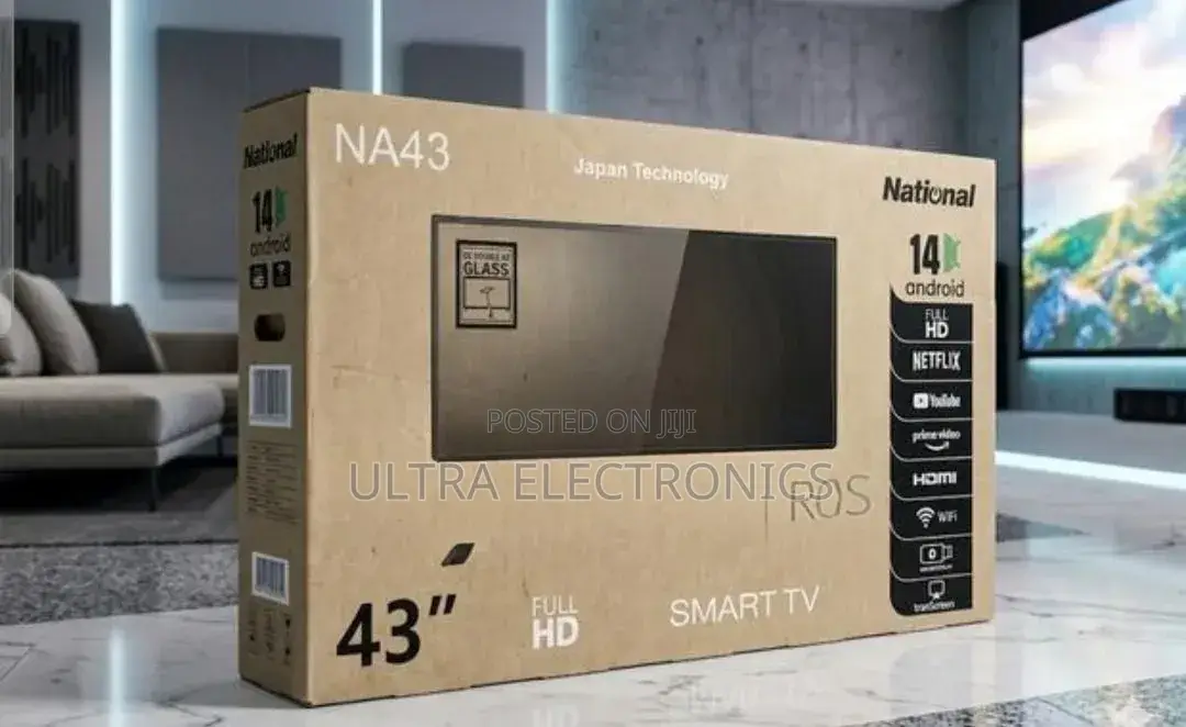National 43" Smart Android Tv "Double Glass" and Japan Technology.