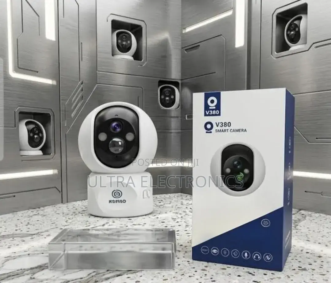 V380 Pro Smart Net Camera Package Featuring a White and Black Indoor