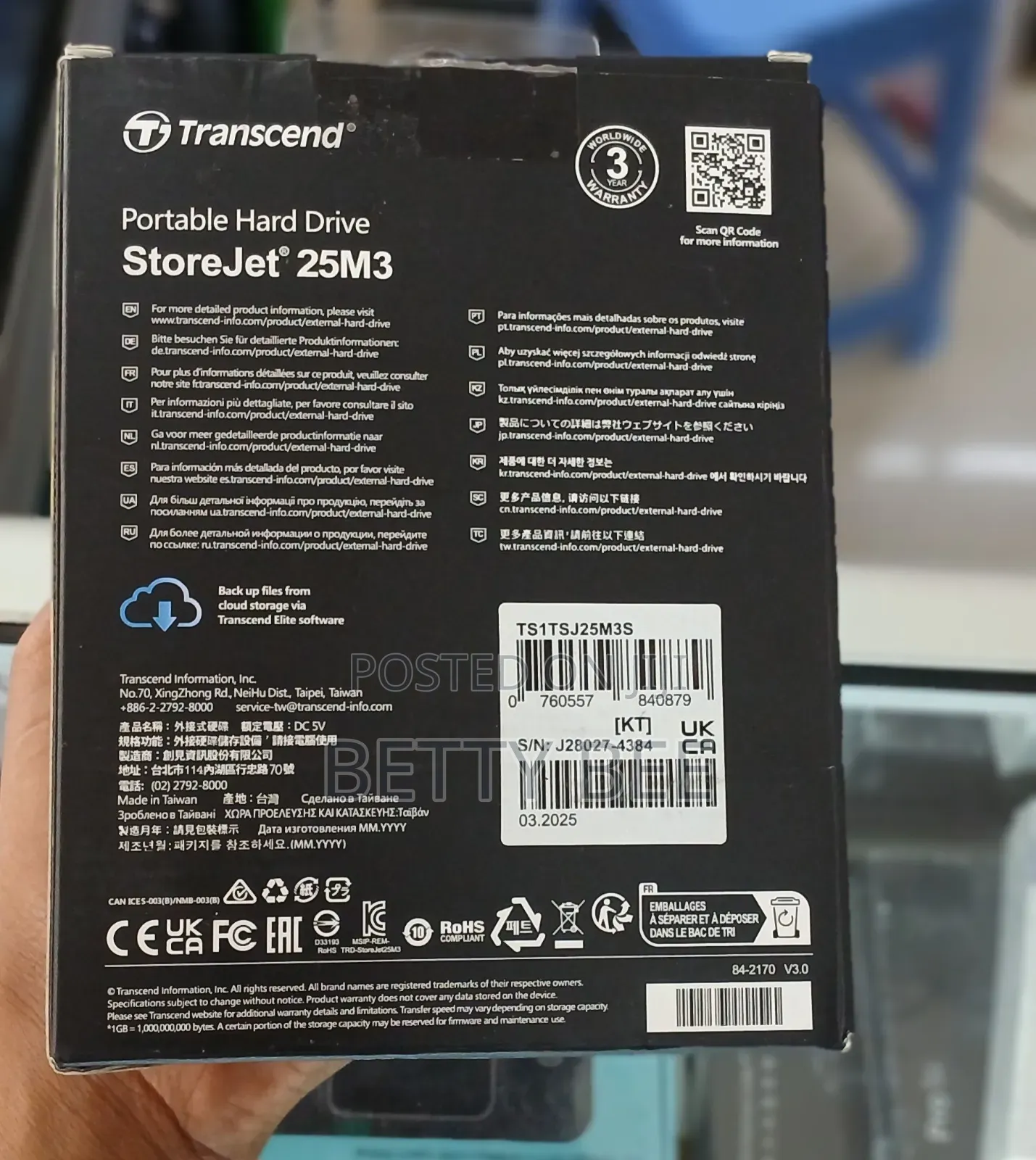 Transcend Storejet 25m3 (1tb)