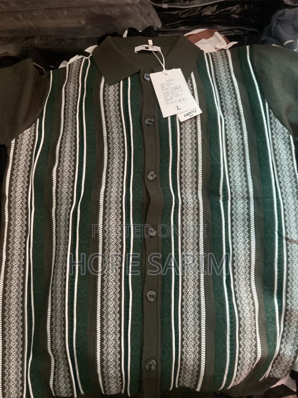 Striped Knitted Short-Sleeve Polo Shirt