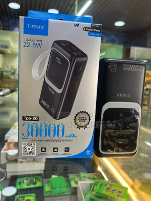 T-Max TPB-30 30,000\Text{Mah} 22.5\Text{W} Fast Charging Power Bank
