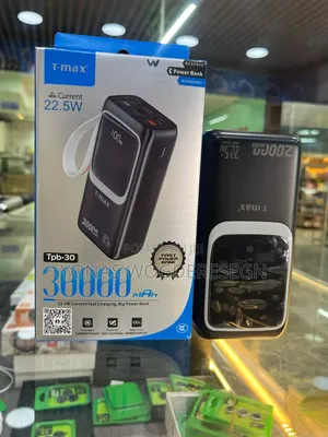 T-Max TPB-30 30,000\Text{Mah} 22.5\Text{W} Fast Charging Power Bank