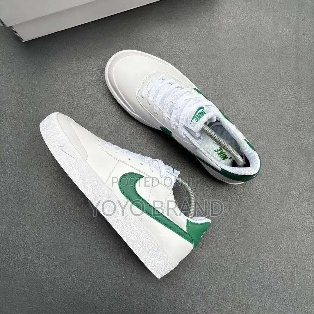 Nike Court Shot Shoes White Leather Upper/Green