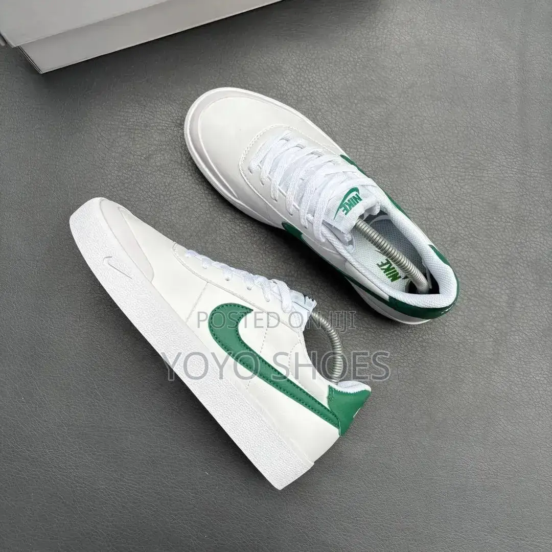 Nike Court Shot Shoes White Leather Upper/Green