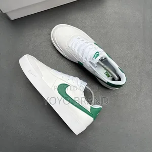 Nike Court Shot Shoes White Leather Upper/Green