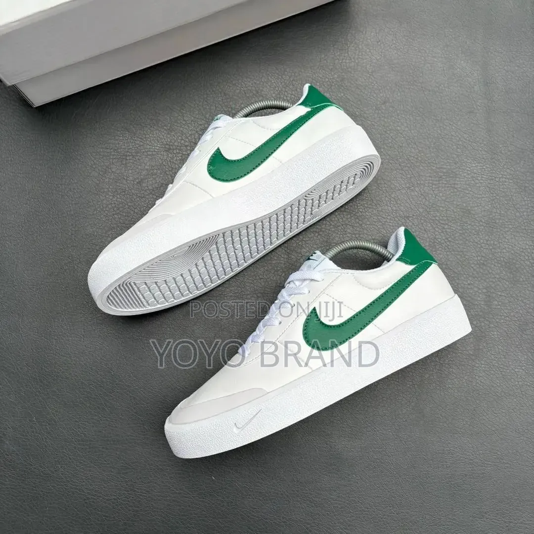 Nike Court Shot Shoes White Leather Upper/Green