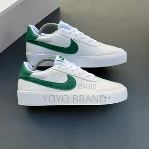 Nike Court Shot Shoes White Leather Upper/Green