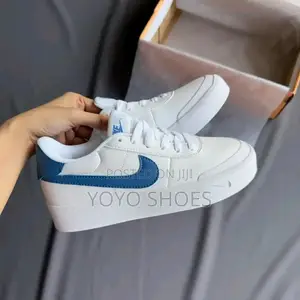 Nike Court Shot Shoes White Leather Upper White/ Blue