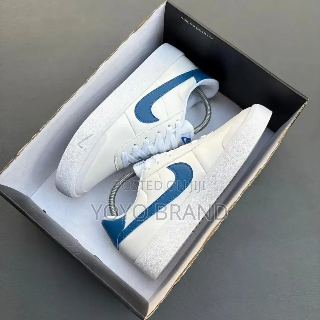 Nike Court Shot Shoes White Leather Upper White/ Blue