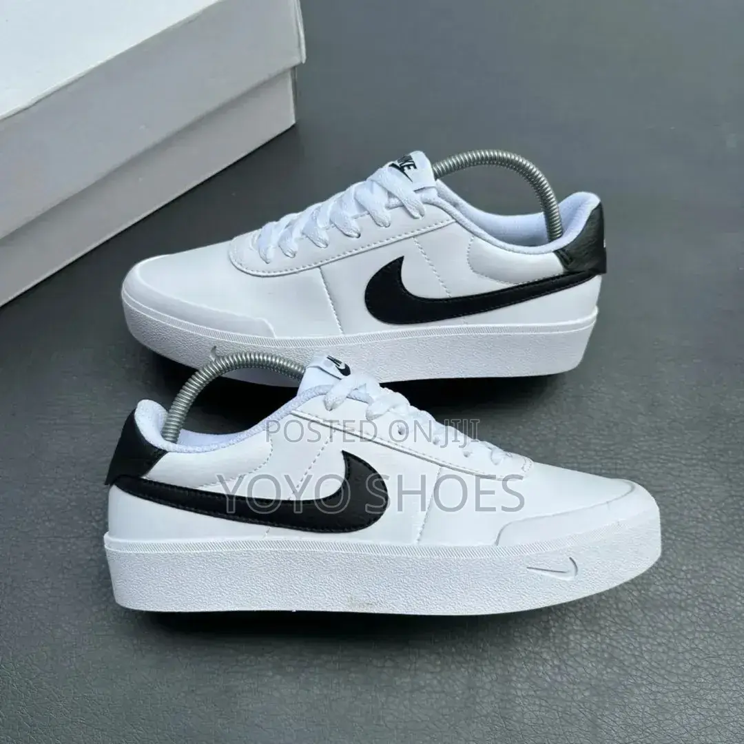 Nike Court Shot Shoes in White Black Swoosh