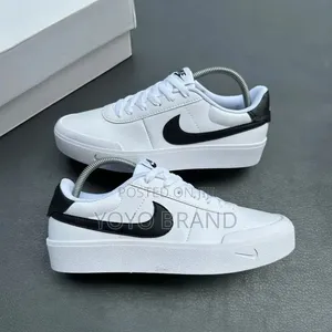 Nike Court Shot Shoes in White Black Swoosh