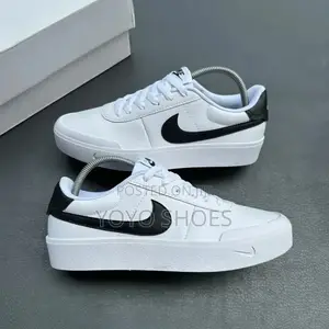 Nike Court Shot Shoes in White Black Swoosh