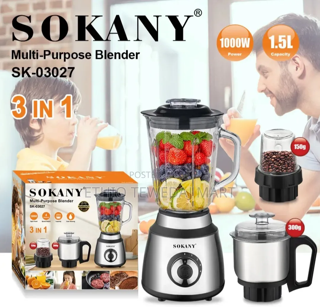 Sokany 3-in-1 Multi-Purpose Blender
