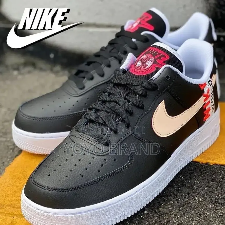 Nike Air Force 1 '07 Lv8 Shoes"Worldwide Pack" in Black and Crimson