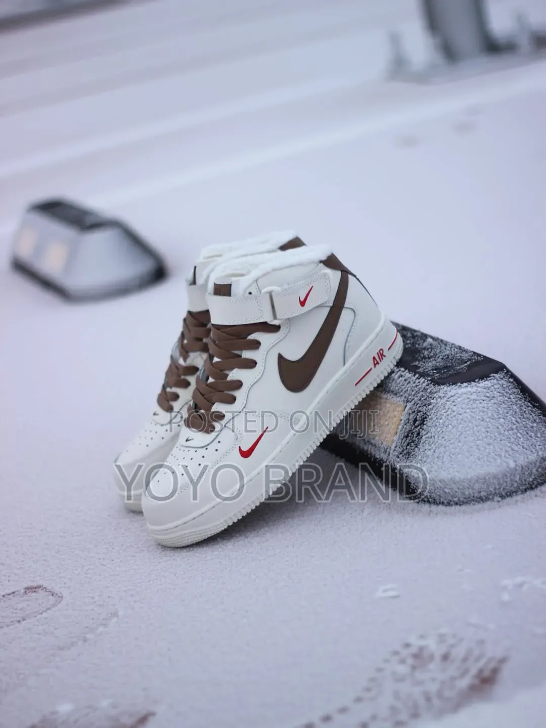 Nike Air Force 1 High Mocco Sneakers White Leather Upper / Brown