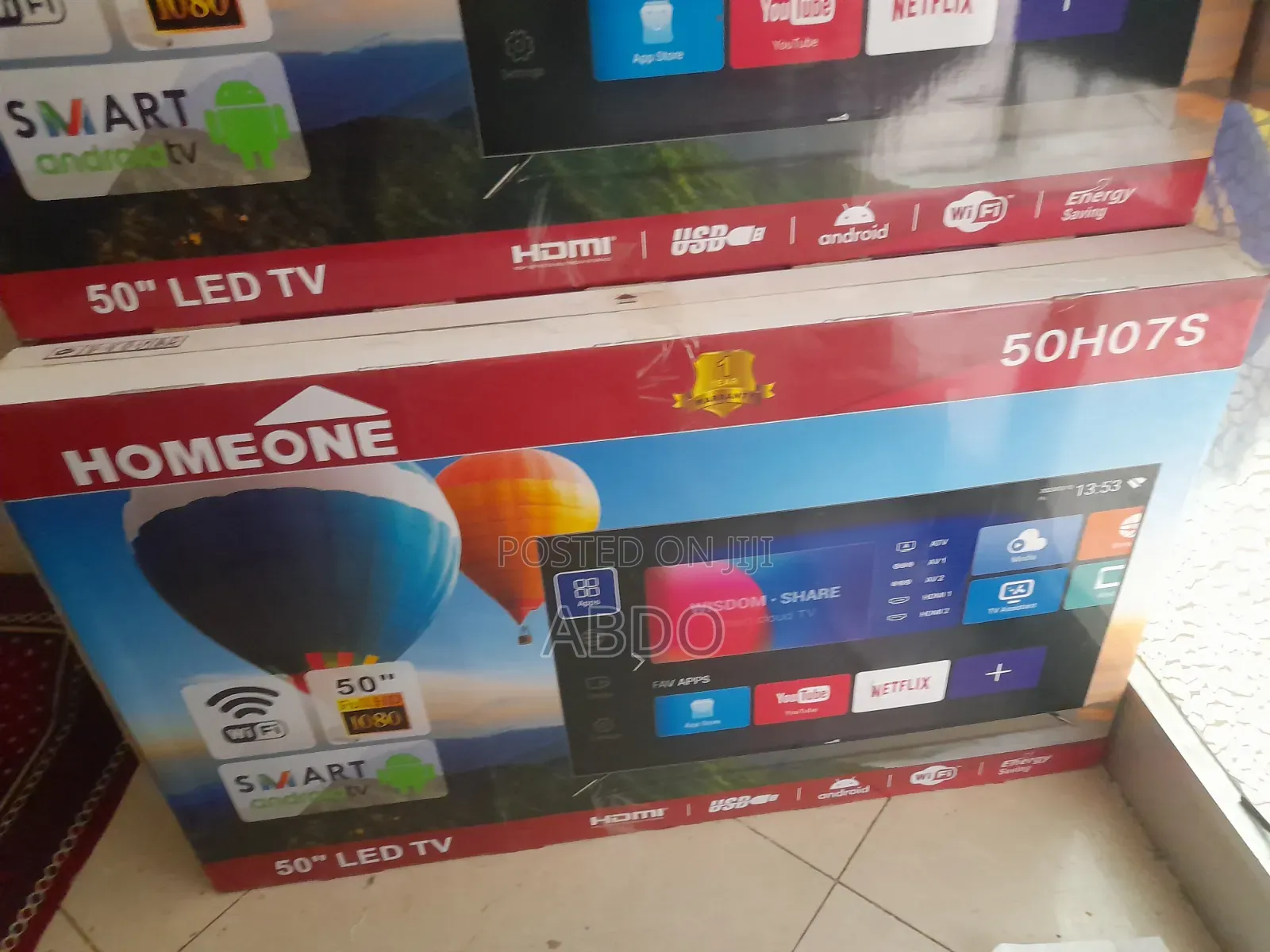 Homeone Smart Tv 50 Inch Andraid Doubel Gelass Hifi Speaker