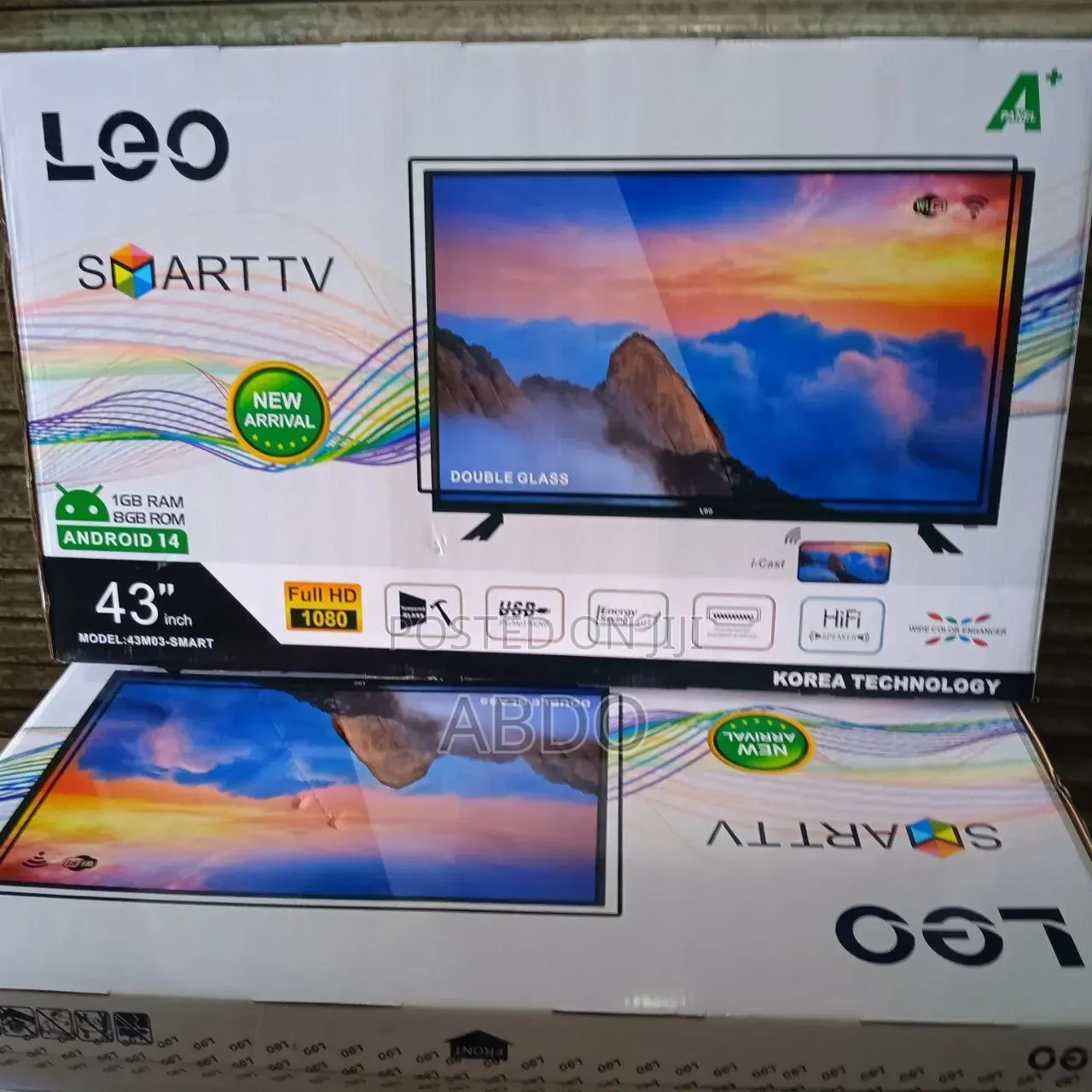Leo Smart Tv 43 Inch Andraid Doubel Gelass 2025 Quality Tv