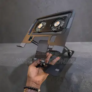 2-in-1 Ergonomic Laptop Cooling Stand With Detachable Phone Holder