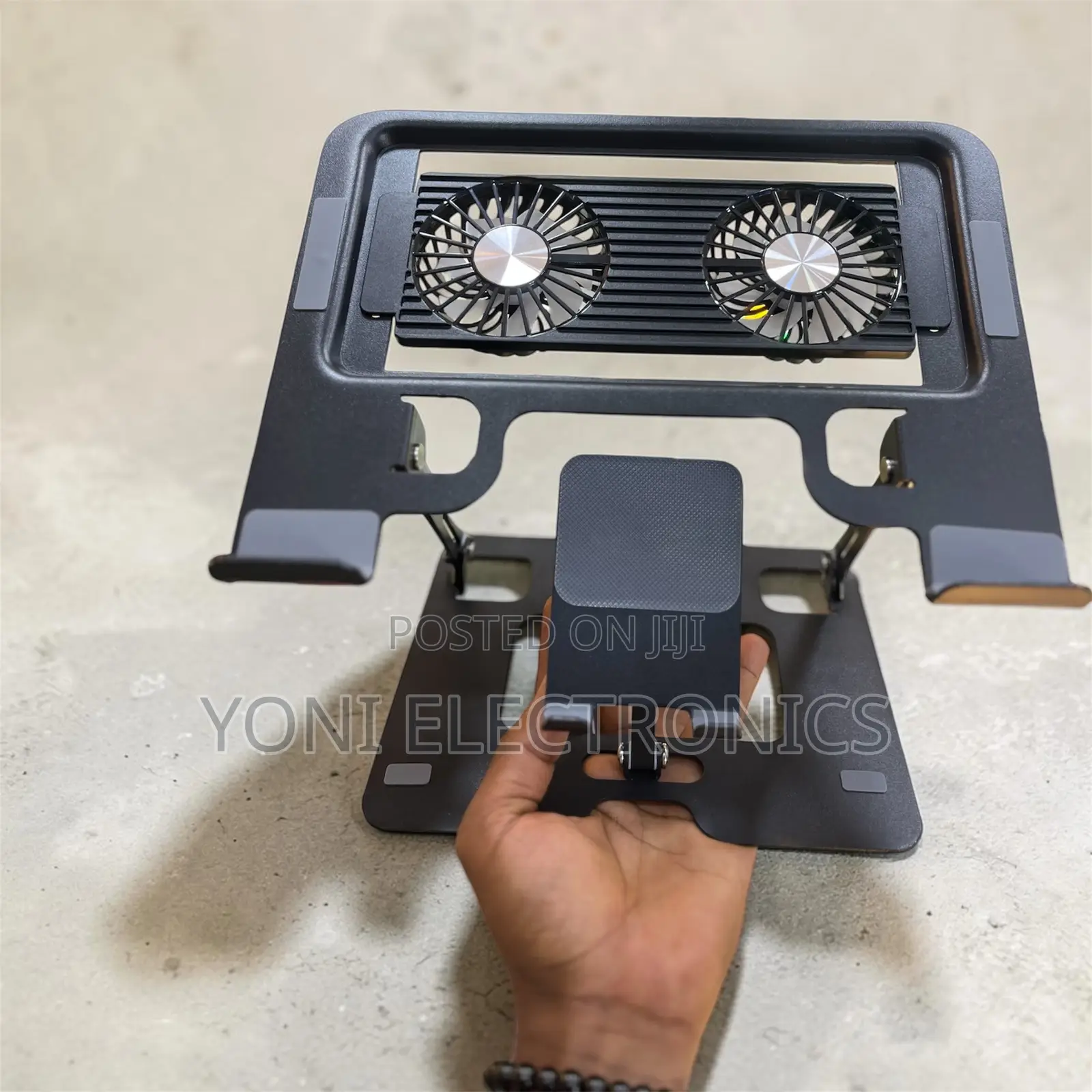 2-in-1 Ergonomic Laptop Cooling Stand With Detachable Phone Holder
