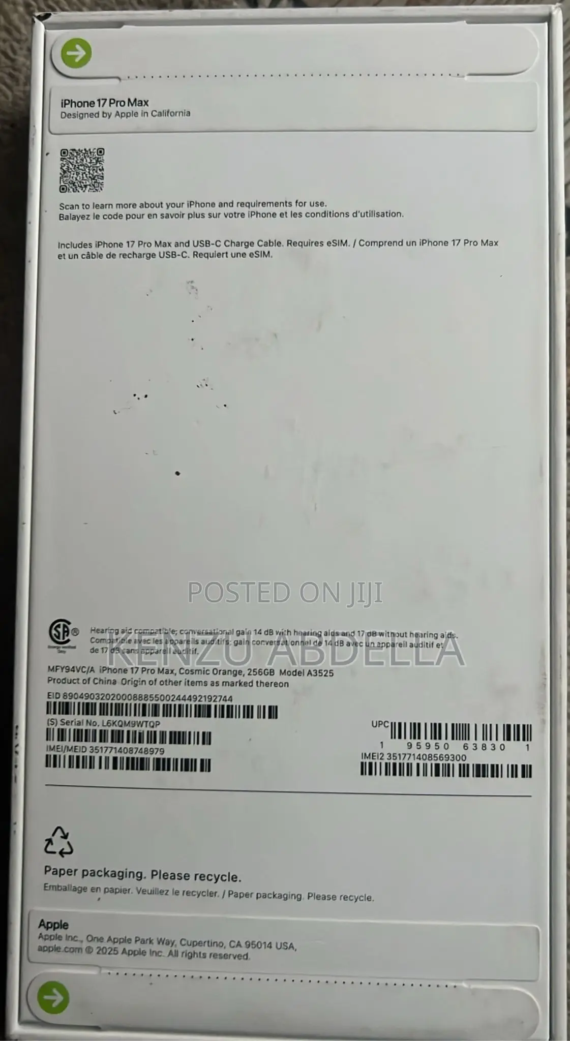 New Apple iPhone 17 Pro Max 256 GB Orange