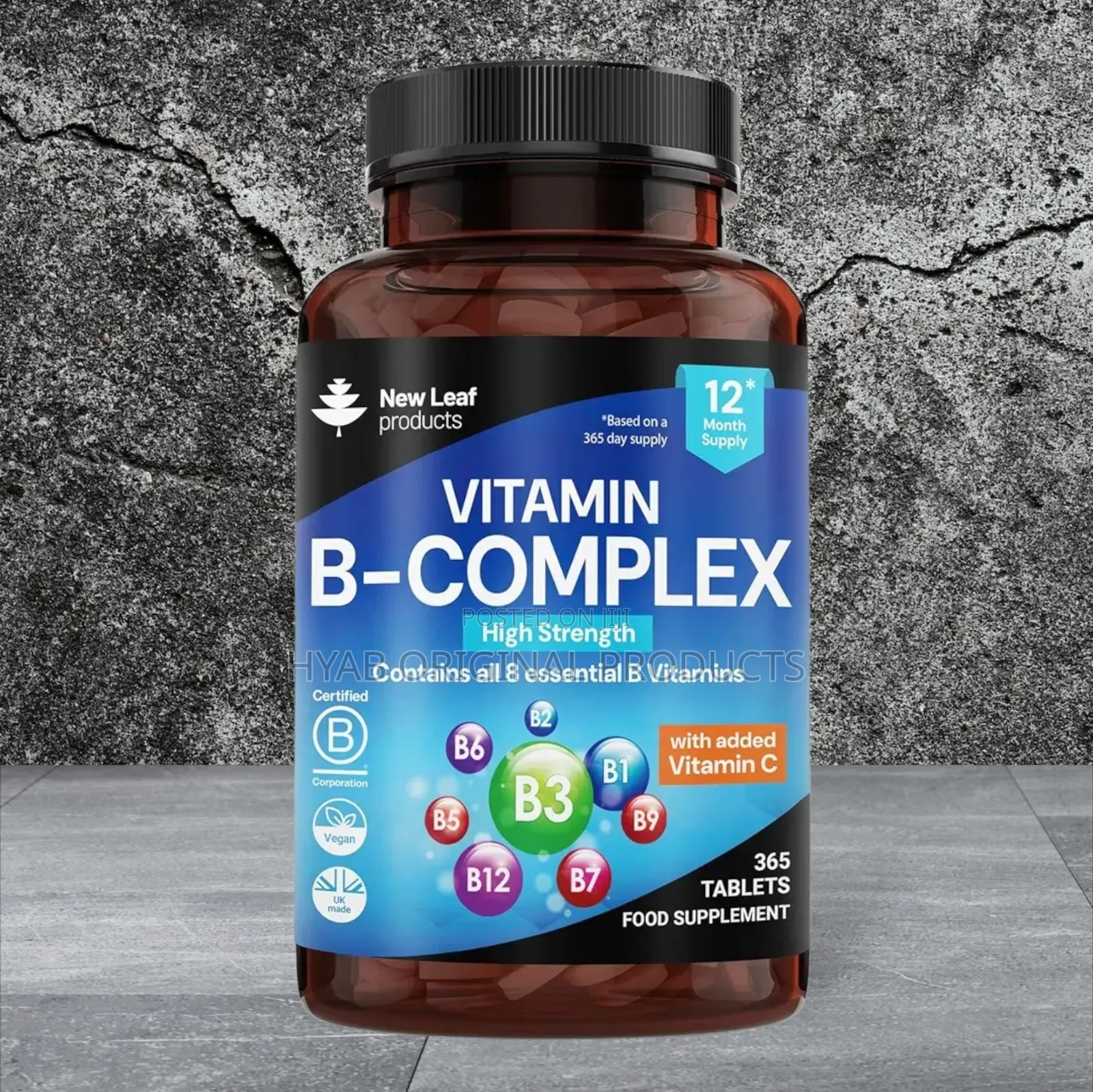 Vitamin B Complex - 365 Small Tablet - All 8 Vitamin B1-B2-B3-B5-B6-B1