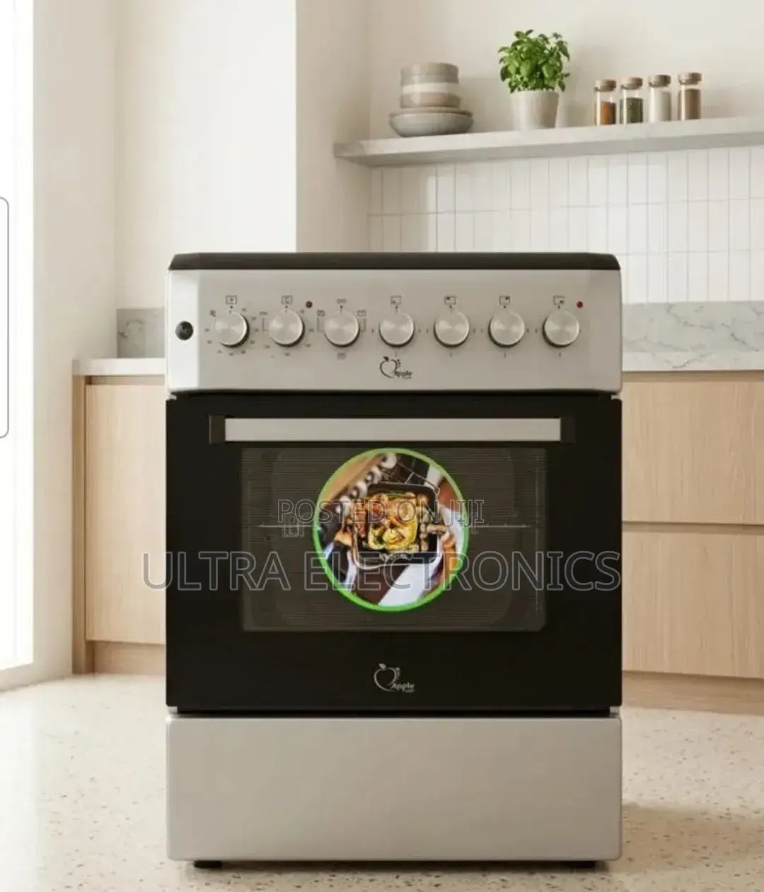 Apple Brand Freestanding Cooker Measures 60x60 Stainless Steel Finish.
