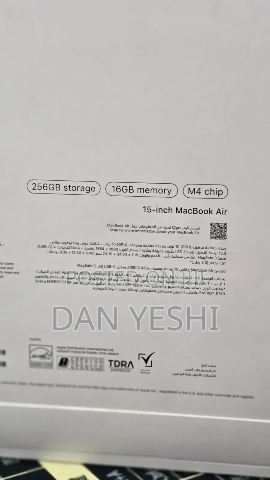 New Laptop Apple MacBook Air 2025 M4 16GB Apple M4 SSD 256GB