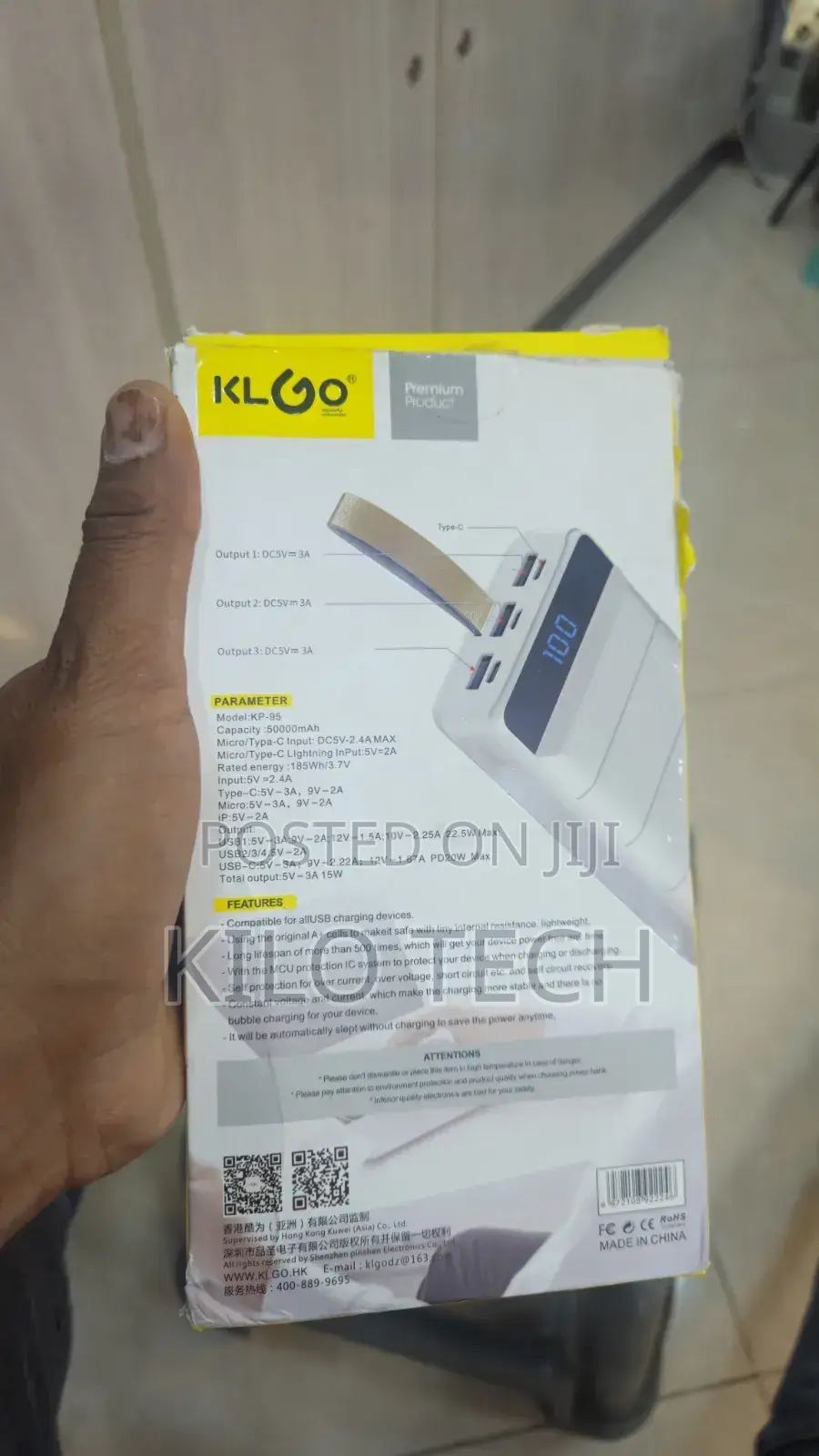 ​Klgo50,000mah Power Bank (22.5w Fast Charging)