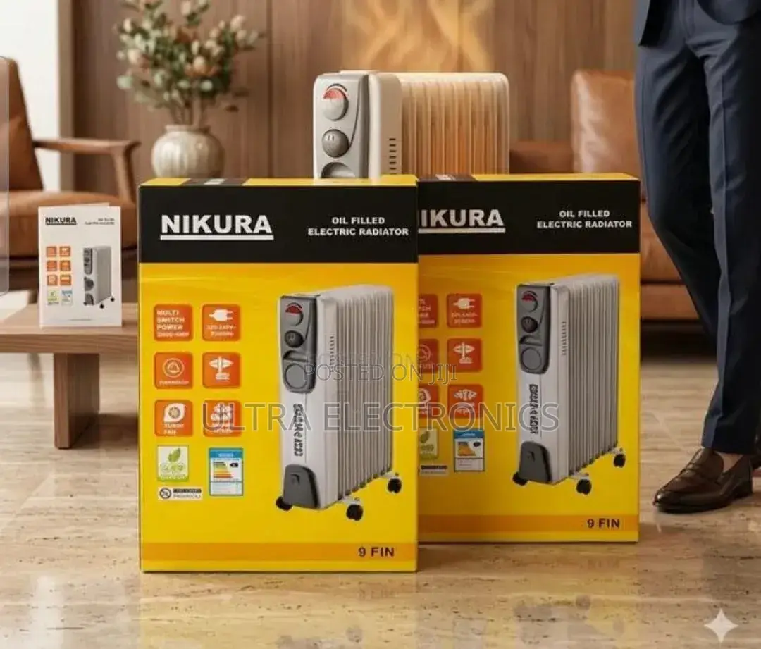 Nikura Brand 9-Fin Oil-Filled Electric Heater, Home Office Heating.