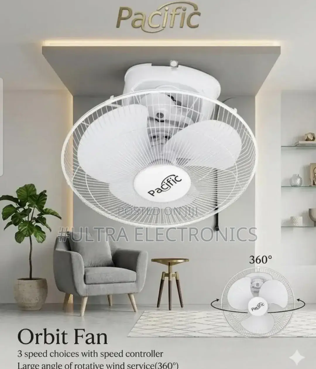 Pacific Ceiling Orbit Fan, Model Ls40-16a, a 360-Degree Rotation