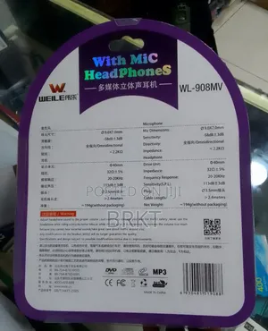 Weile Wl-908mv ኦሪጅናል ባለማይክሮፎን ሄድሴት